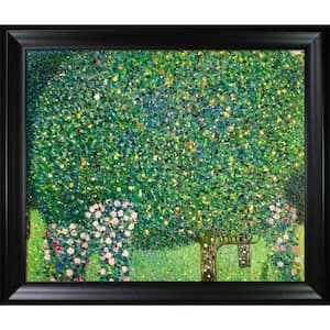 Roses Under the Trees by Gustav Klimt Black Matte Framed Abstract Oil Painting Art Print 25 in. x 29 in.