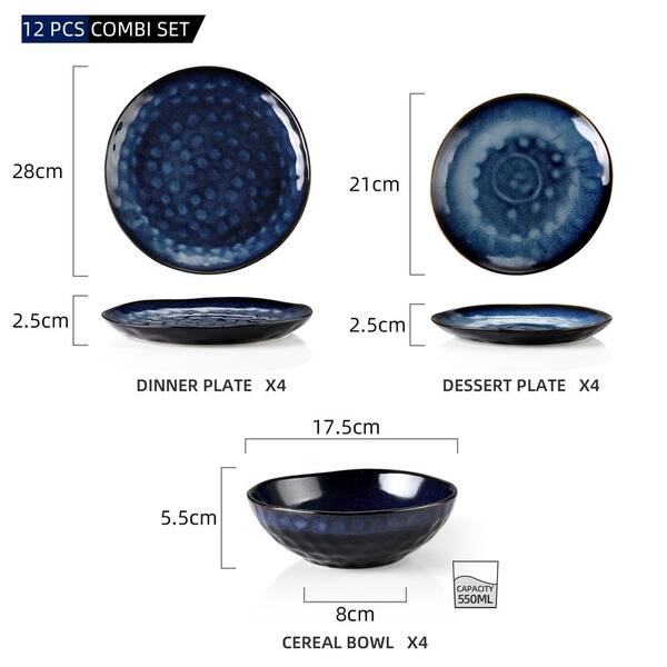 Details about   vancasso Starry Dinnerware Set 12-Piece Glazed Stoneware Round Bowl & Plate Set 