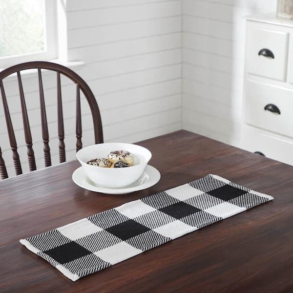 Annie 8 in. W x 24 in. L Black Buffalo Check cotton Blend Table Runner