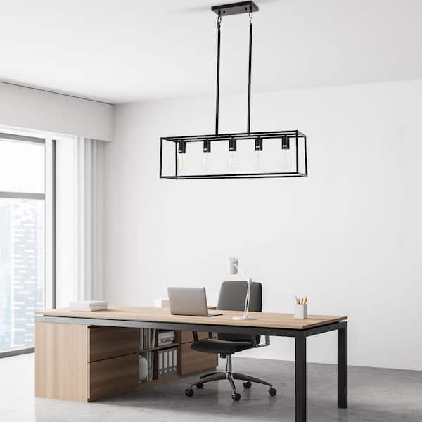 chandelierデスク OUKANING 5-Light Black Modern Industrial Style Island Chandelier