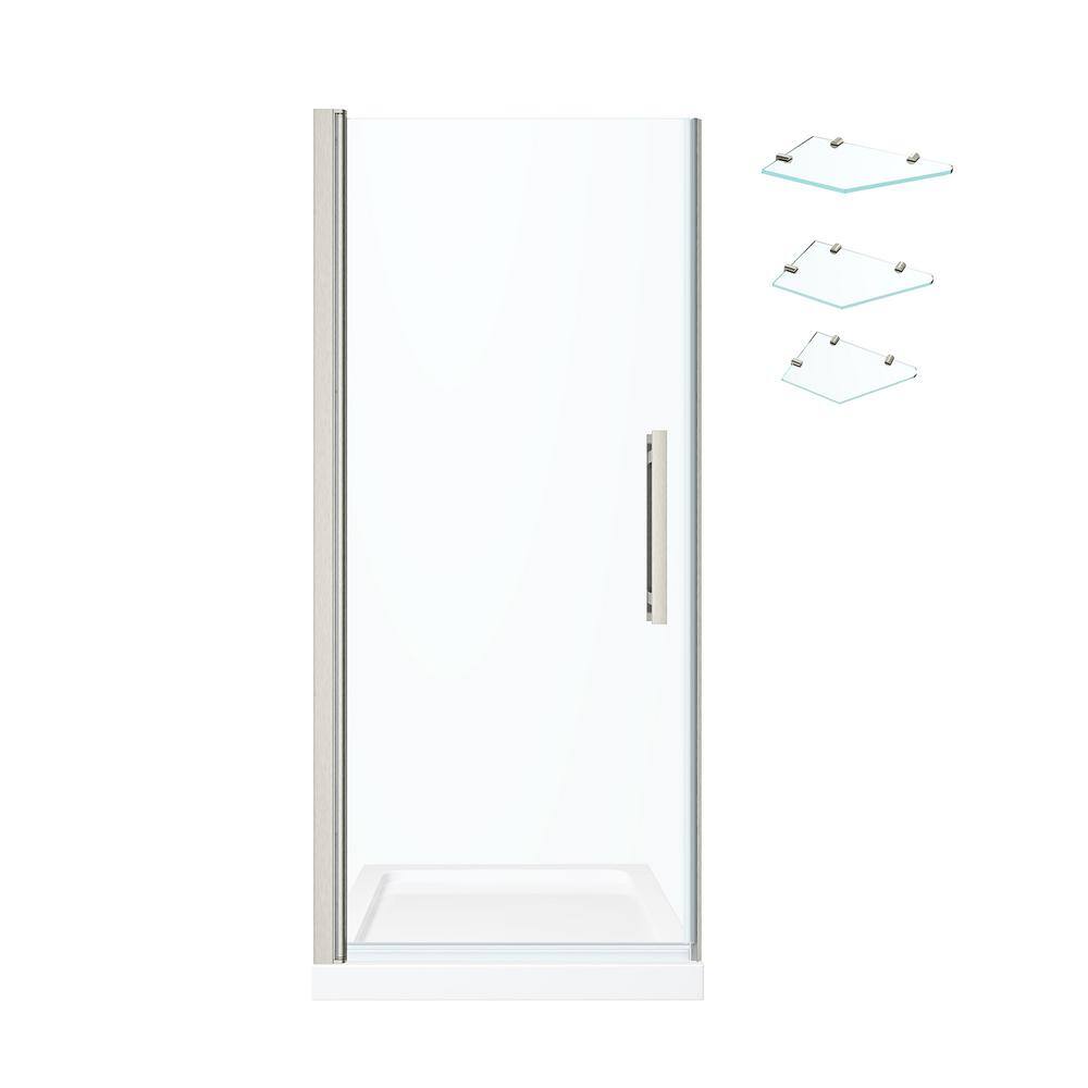 Pasadena Satin Nickel Frameless Shower Kit with Shelves