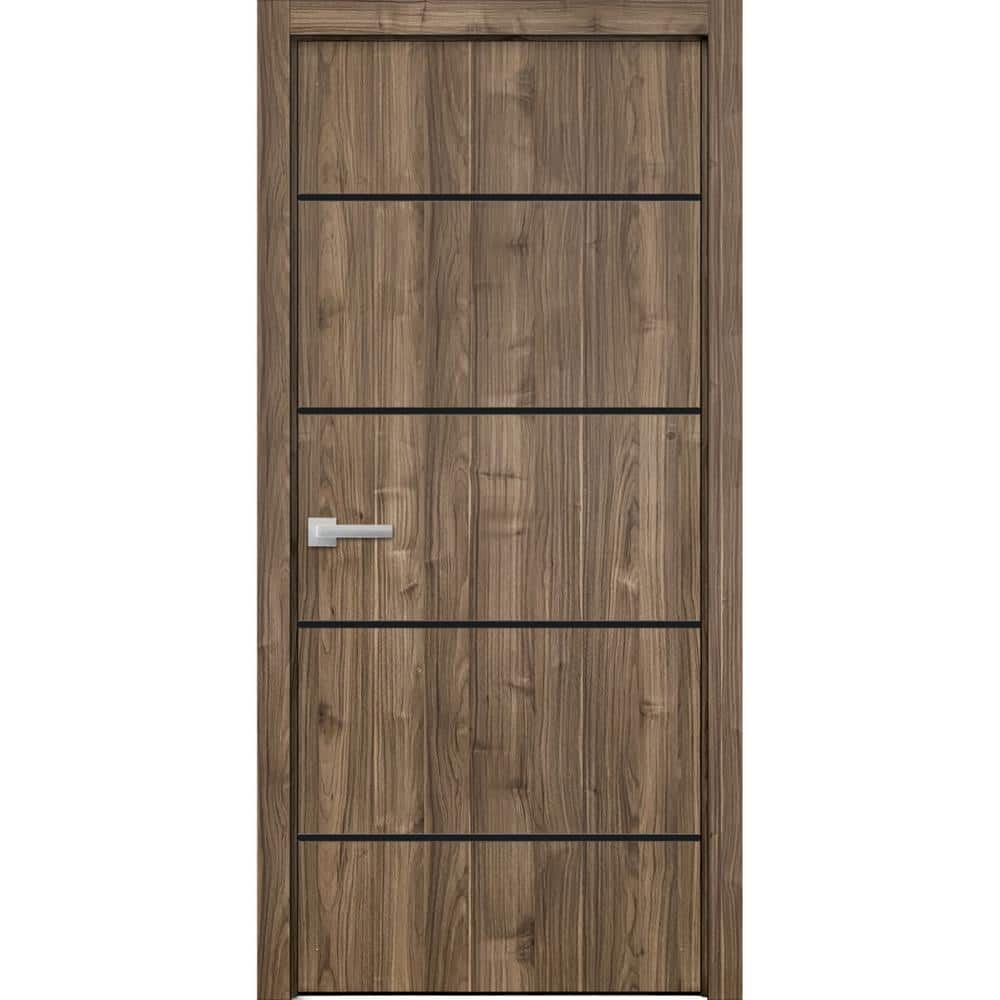 36 in. x 80 in. 1 Panel Walnut Finished Solid Wood with Honeycomb Sliding Door with Hardware price history on PriceWatchPro