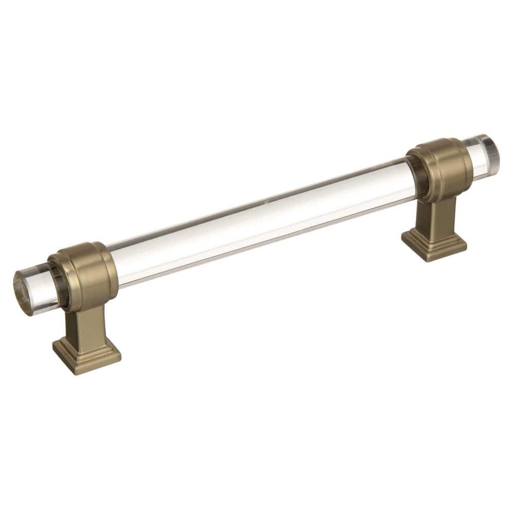 Clear Glass and Golden Champagne Cabinet Pull with Mounting Hardware