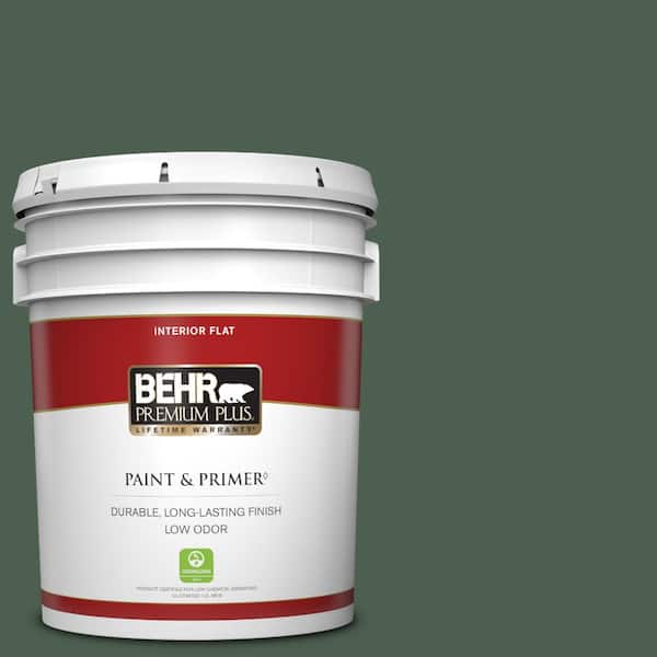 BEHR PREMIUM PLUS 5 gal. #N400-7 Vine Leaf Flat Low Odor Interior Paint & Primer
