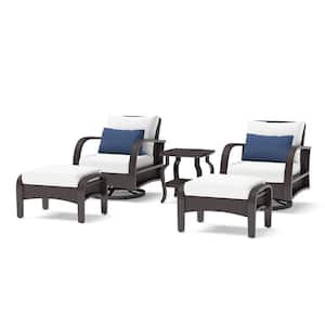 Barcelo 5-Piece Wicker Motion Patio Deep Seating Conversation Set with Sunbrella Bliss Ink Cushions