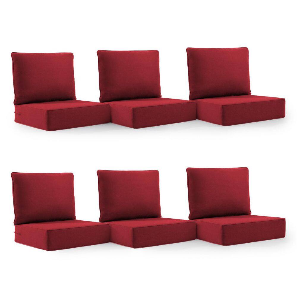 22 in. x 24 in. x 6 in. 12-Piece Olefin Deep Thick Seating Outdoor Lounge Chair Sofa Replacement Cushion Set in Red price history on PriceWatchPro
