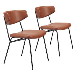 Charon Vintage Brown Faux Leather Dining Chair - (Set of 2)