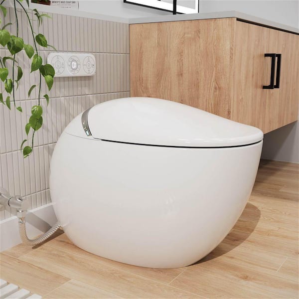 Round Bowl Smart Bidet Toilet 1.28 GPF in White with Remote Control,Water Tank, Seat Sensor,Constant Temperature Heating