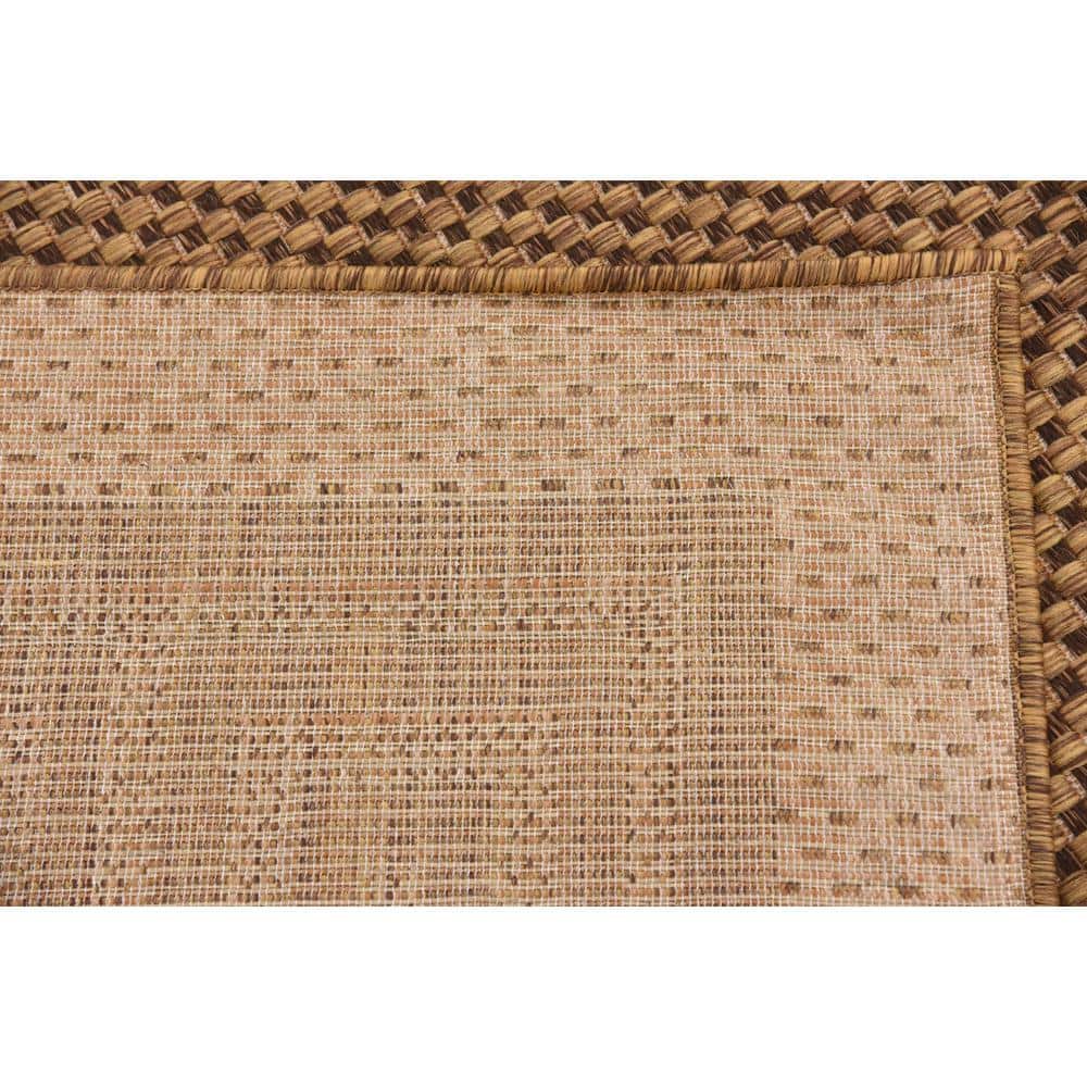 Brown Greek Key 7' x 10' Outdoor Flatweave Area Rug