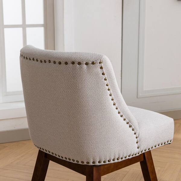 Seafuloy 26 in. Beige Fabric Counter Height Swivel Barstools