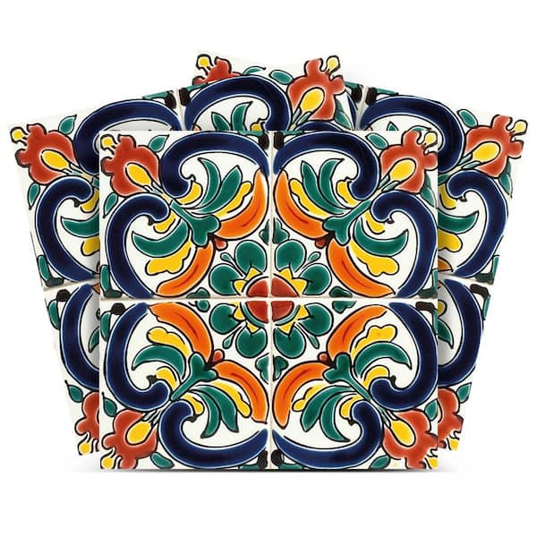 MI ALMA Green, Blue, Orange and Yellow C72 6 in. x 6 in. Vinyl Peel and Stick Tile (24-Tiles, 6 sq. ft. /1-Pack)