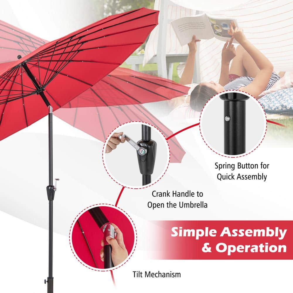 9-Foot Red Polyester and Aluminum Patio Umbrella