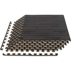Black Woodgrain 24 in. W x 24 in. L x 0.375 in H - Gym Interlocking Foam Floor Tiles (6 Tiles/Pack) (Covers 24 sq. ft.)