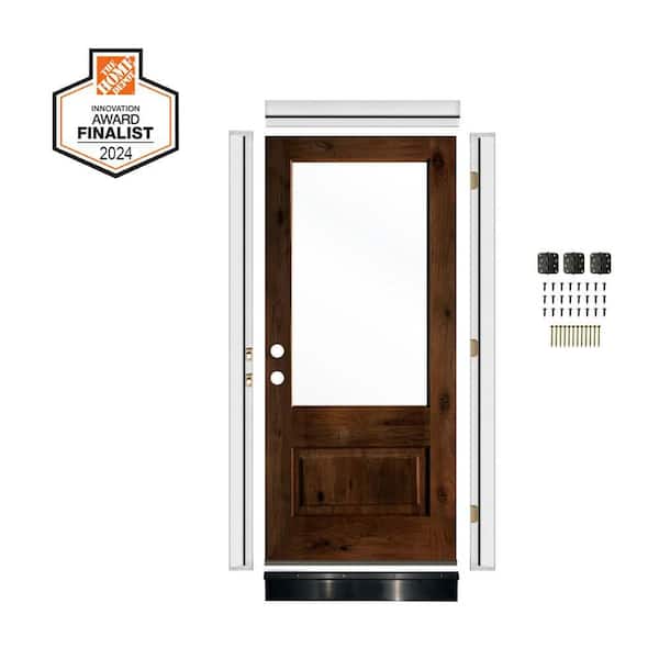 Krosswood Doors DIY RTA KIT 36in.x80in. Alder Right-Hand/Inswing 3/4 Lite Clear Glass Provincial Stain Wood Ready To Assemble Front Door