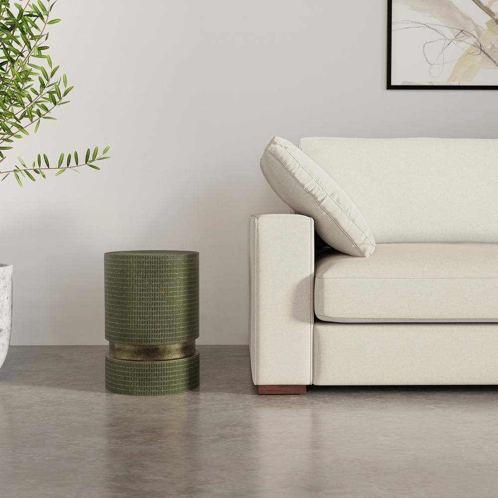 Jalen Light Green Patina Cast Aluminum Round Side Table