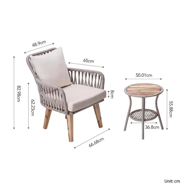 Peaktop 3 Piece Wicker Outdoor Patio Bistro Set With Beige Cushions Pt Of0008 The Home Depot Peaktop 3 Piece Wicker Outdoor Patio, Peaktop 3 Piece Wicker Patio Set With Cushions
