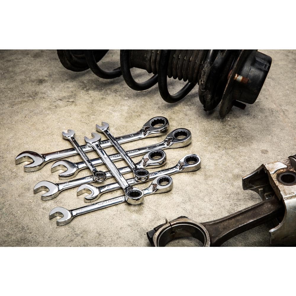 8-Piece Chrome Metric Reversible Ratcheting Wrench Set