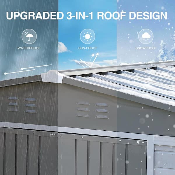 5 ft. W x 3 ft. D Wood Storage Shed with Lockable Double Doors, Vent Windows and Metal Roof 15 sq. ft.