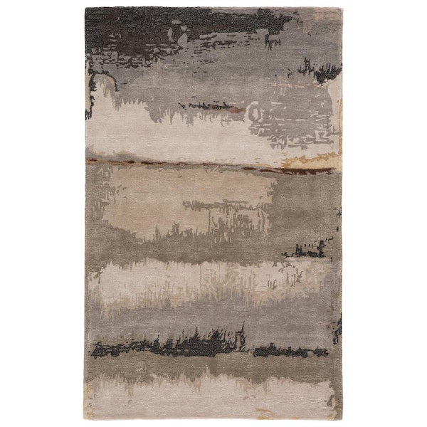 Jaipur Living Juna Hand-Tufted Black/Taupe 2 ft. x 3 ft. Contemporary Rectangle Area Rug