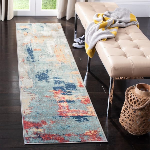 Jasper Grey/Red 2 ft. x 6 ft. Abstract Runner Rug