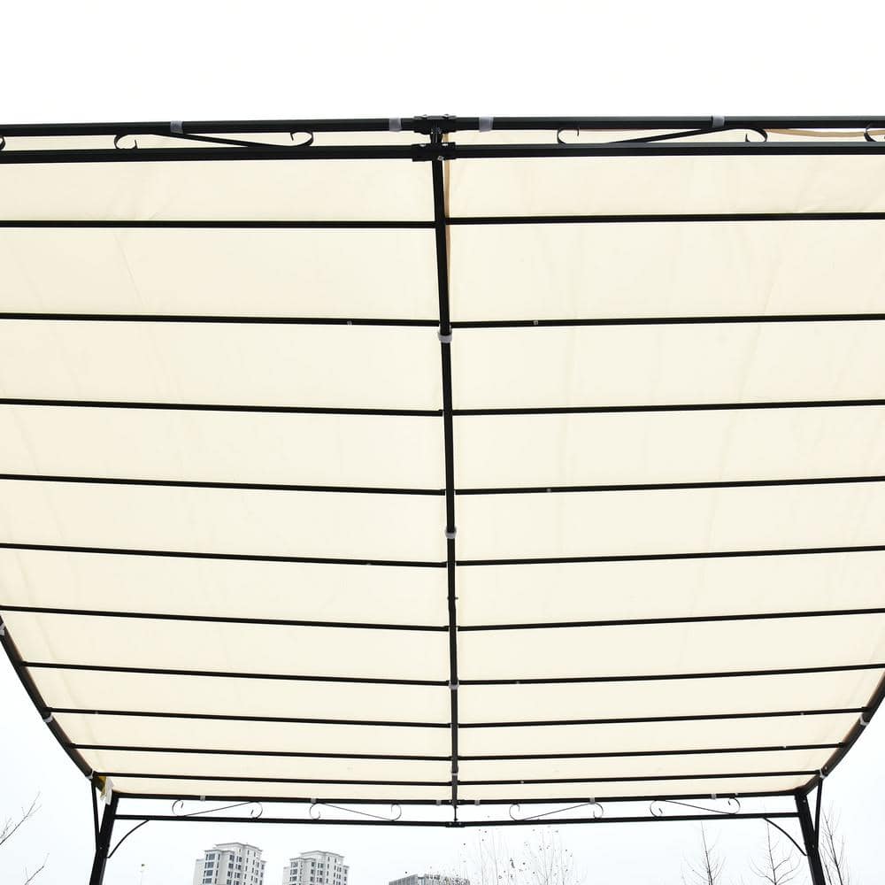 Outsunny Beige Steel Outdoor Pergola Gazebo with Canopy
