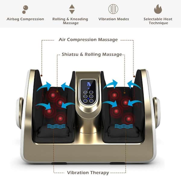 Binecer Foot Massager Machine with Heat, Shiatsu Foot Massager for  Circulation and Relief, 5-in-1 Deep Kneading Rolling Scraping Massage for  Calf Leg Arm, Remote Control 