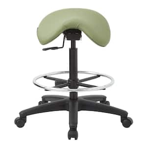 35 in. Pneumatic Drafting Chair with Sage Green Vinyl Saddle Seat