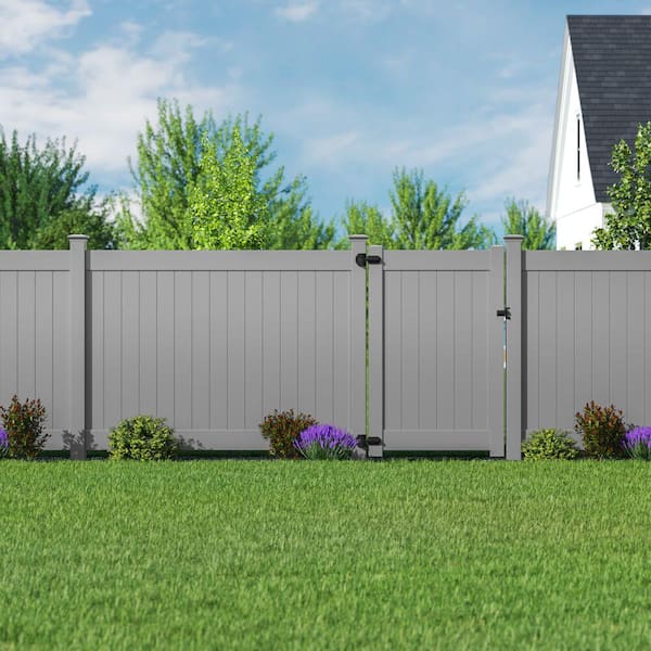 Linden 6 ft. x 8 ft. Gray Privacy Vinyl Fence Panel (Unassembled)