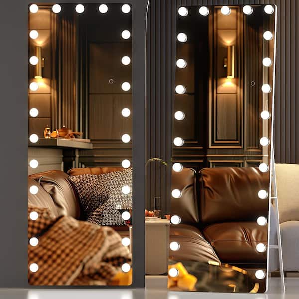 Hasipu Clear 28 in. W x 75 in. H Rectangular Glass Full Length Mirror with Lights LED Full Body Standing Mirror Wall Mounted