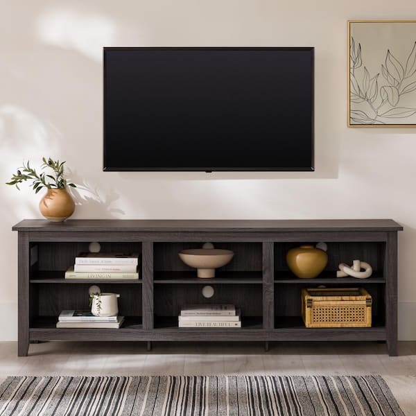 Walker Edison Furniture Company 70 in. Charcoal MDF TV Stand 75 in. with Adjustable Shelves