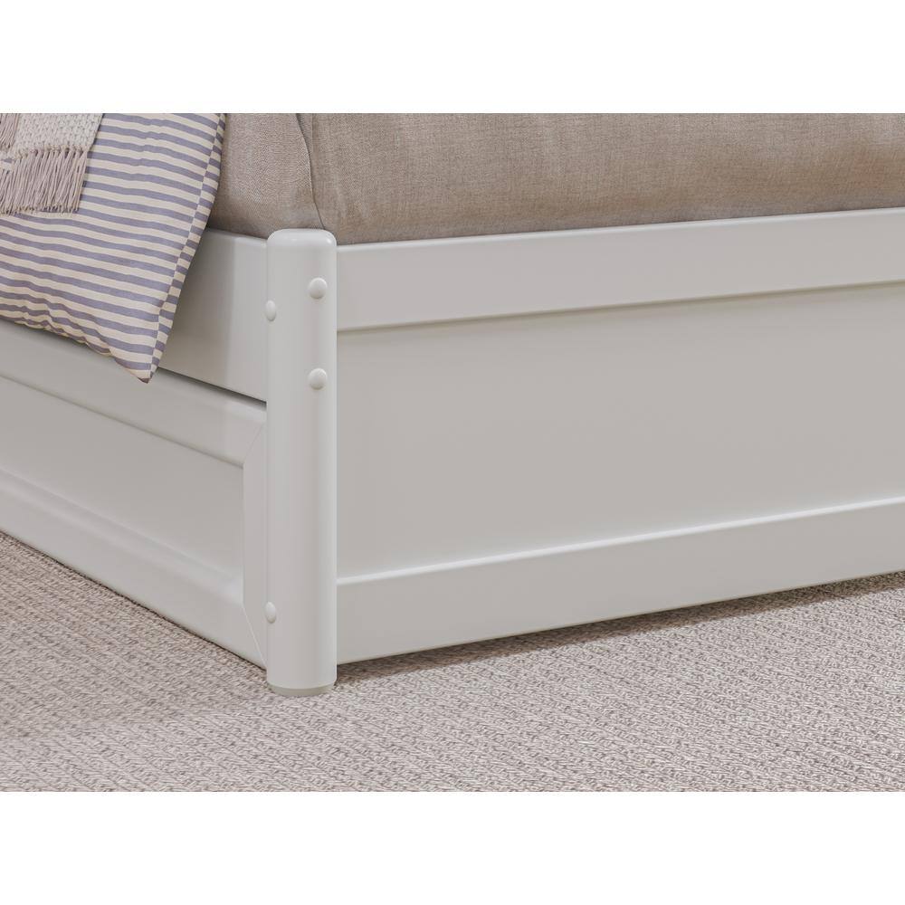 White Twin Wood Platform Bed with Storage Drawers and Slats