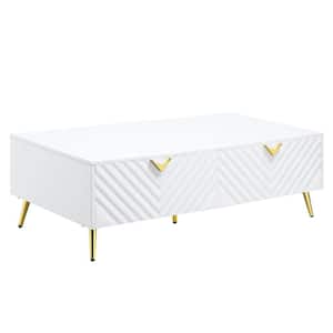 29 in. White Rectangle Wood Top Coffee Table