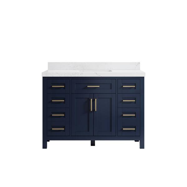Willow Collections Cambridge 48 in. W x 22 in. D x 36 in. H Bath Vanity in Hale Navy Blue with 2 in. Empira Quartz Top
