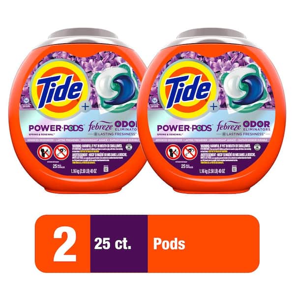 Tide Febreze Odor Eliminator Spring Renewal Scent Laundry Detergent Pods, 25-Count, 2-Pack