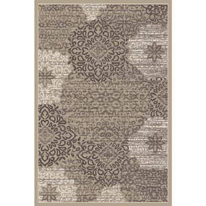 Pisa Beige 3 ft. x 5 ft. Contemporary Geometric Area Rug