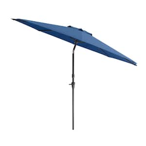 10 ft. Aluminum Wind Resistant Market Tilting Patio Umbrella in Blue