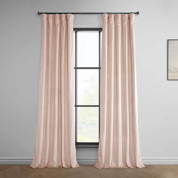 Light Pink Heritage Plush Velvet Rod Pocket Room Darkening Curtain - 50 in. W x 84 in. L (1 Panel)
