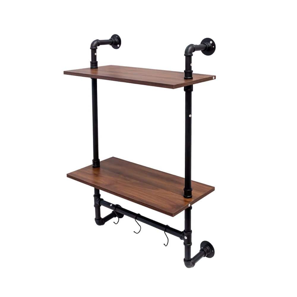24 in. W x 36 in. H x 12 in. D Wood Adjustable 3 Tier and 2 Tier Bathroom Hanging Storage Shelves in Walnut price history on PriceWatchPro