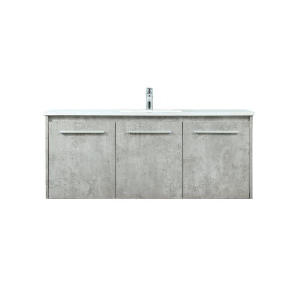Unbranded Simply Living 48 in. W x 18 in. D x 19.7 in. H Bath Vanity in Concrete Grey with Ivory White Engineered Marble Top
