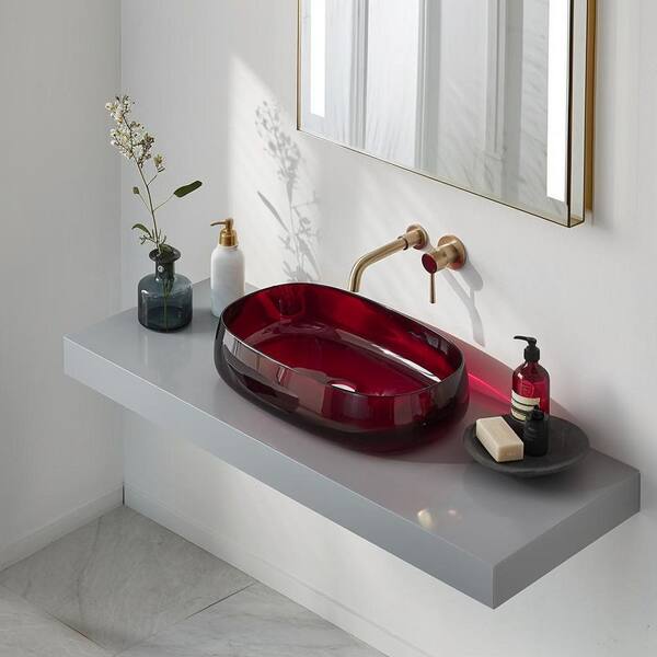 アンジ Xspracer Moray 21.65 in. Resin Vessel Oval Modern Bathroom