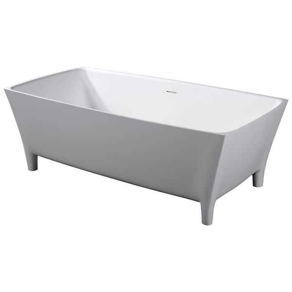 Barclay Products Timon 67 in. Stone Resin Flatbottom Rectangular Bathtub in Matte White