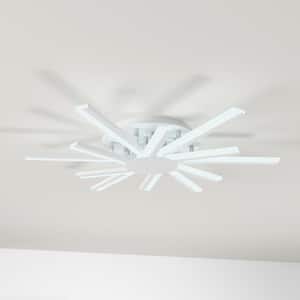 29.92 in. 12-Light White LED Flush Mount Petal Ceiling Chandelier Home Lights for Dinning Room Bedroom Living Room
