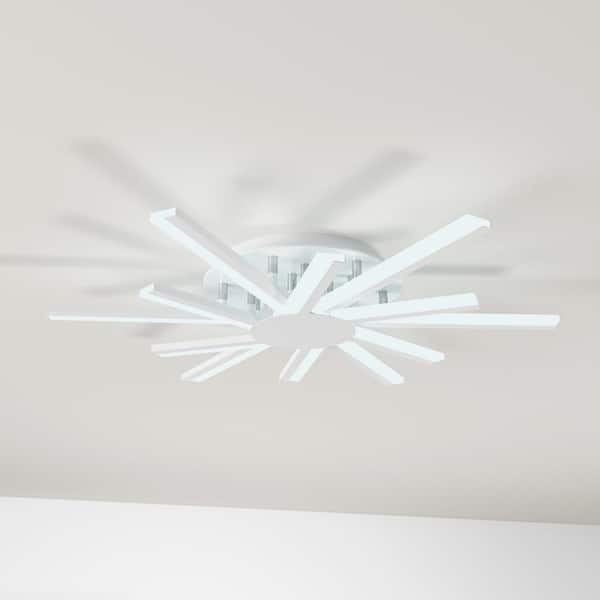 aiwen 29.92 in. 12-Light White LED Flush Mount Petal Ceiling Chandelier Home Lights for Dinning Room Bedroom Living Room