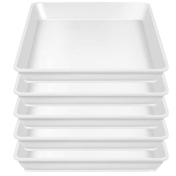 10 in. W x 1.46 in. H Clear Plastic Indoor Outdoor Square Plant Saucer 5-Pack Plant Saucers