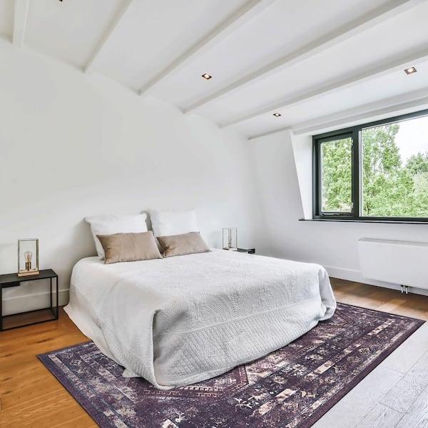 6 ft. x 9 ft. Black Burgundy Abstract Washable for Bedroom, Hallway, Kitchen, Playroom Area Rug