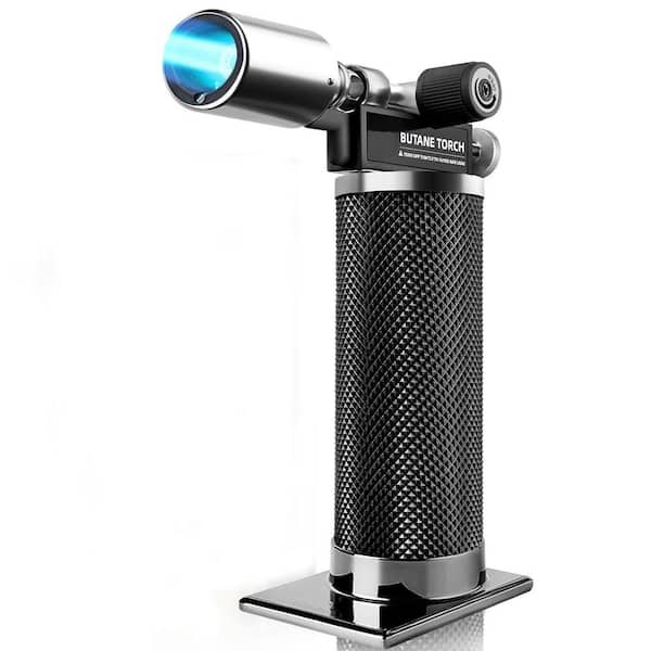 Metal Black Portable Refillable Kitchen Torch with Adjustable Flame and Child Safety Lock for Cooking and Baking