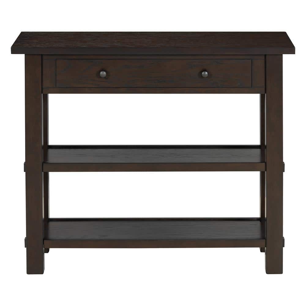 36 in. W x 14 in. D x 30.5 in. H Brown Wood Linen Cabinet with Drawer, 2-St