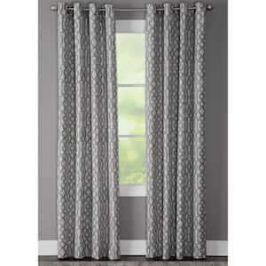 Holland Grey Polyester 50 in. W x 63 in. L Grommet Top Room Darkening Curtain Window Panel