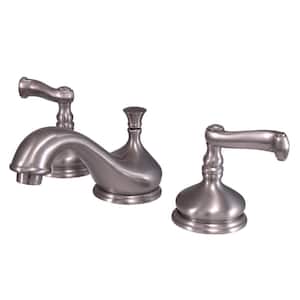 2-Handle 8 in. Widespread Bathroom Faucets with Brass Pop-Up in Brushed Nickel