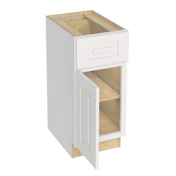 Home Decorators Collection Grayson 15 in. W x 21 in. D x 34.5 in. H Assembled Plywood Base Bath Cabinet in Pacific White with Soft Close LH